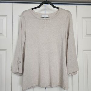 Liz Claiborn Tan Sweater‎ with Cute Gromit Tie Sleeves Size M